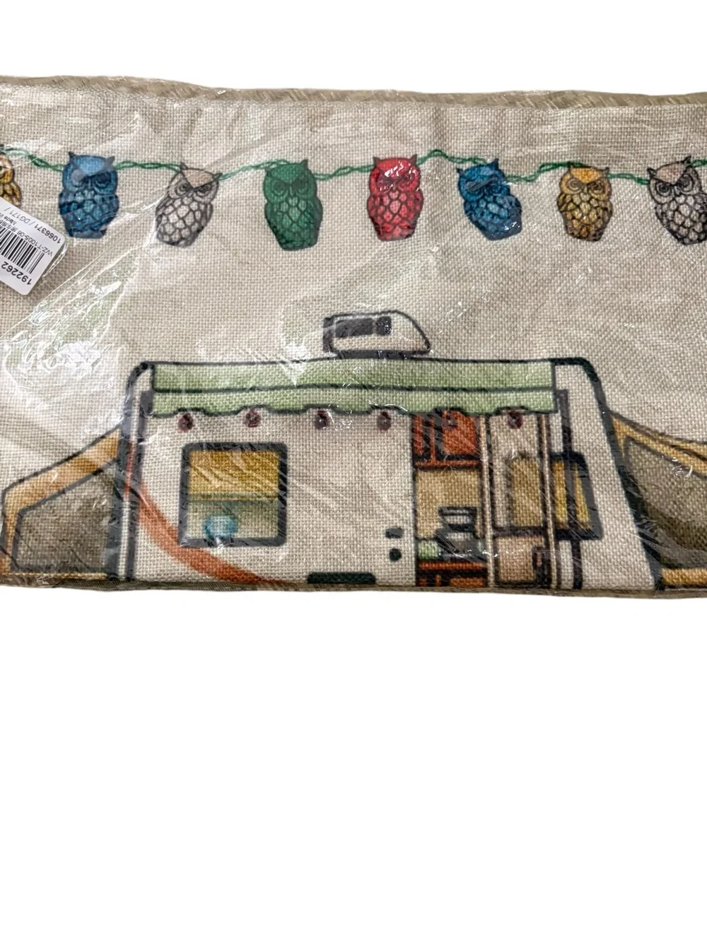 Happy Campers Decorative Throw Pillow - Beige Camper Design